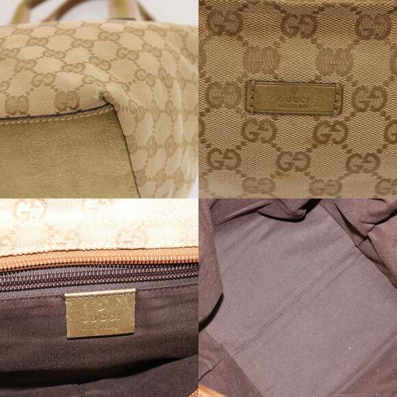 GUCCI GG Canvas Sherry Line Hand Bag Beige Gold Pink - Picture 11 of 13